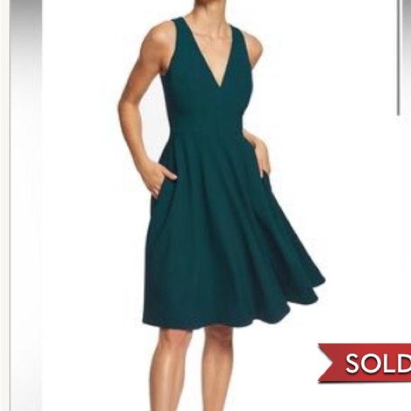 Dress The Population Dress Womens Medium Pine Green Catalina Cocktail Fit Flare - Picture 2 of 12